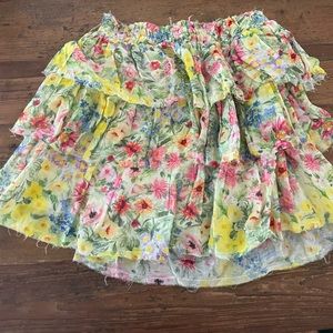 LoveShackFancy Brynlee Ruffle Skirt in Rainbow Skies